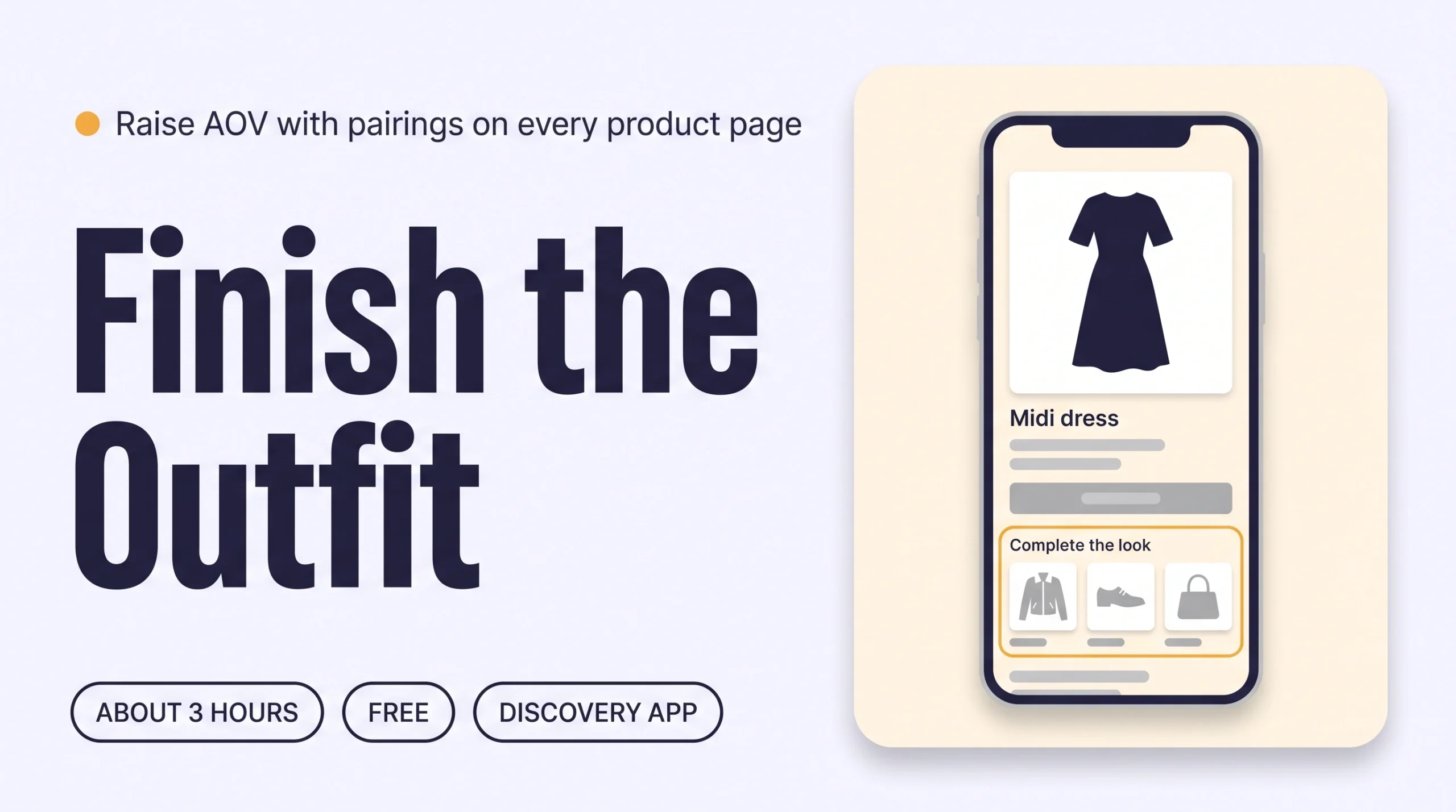 Phone showing a product page with a Complete the look block under the dress, to show that pairings finish the outfit on the product page.