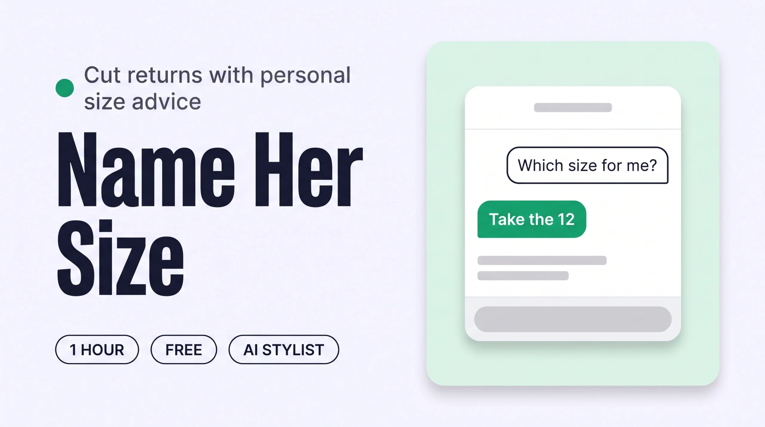 A chat window where a stylist answers a shopper’s size question with one size, which helps cut size returns.
