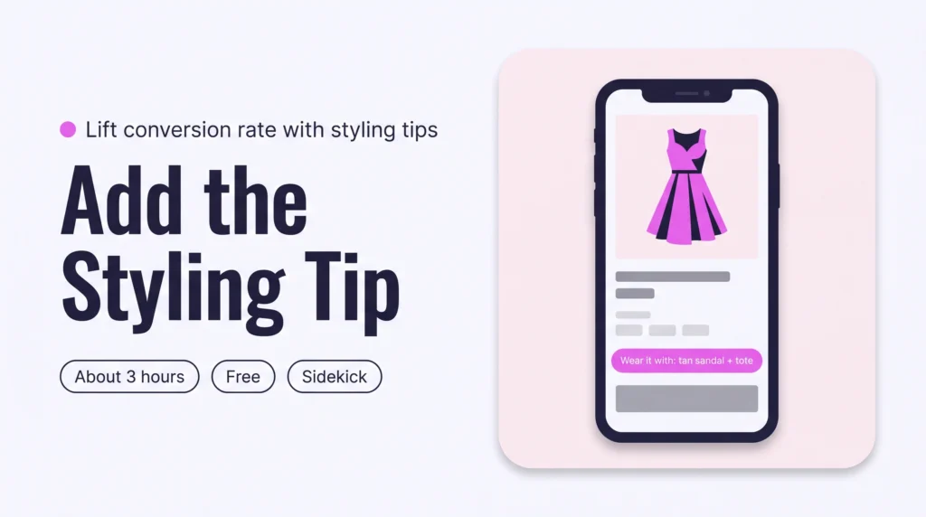 Product page on a phone with a styling tip above the Add to cart button that says what to wear the dress with, which removes the last doubt before purchase